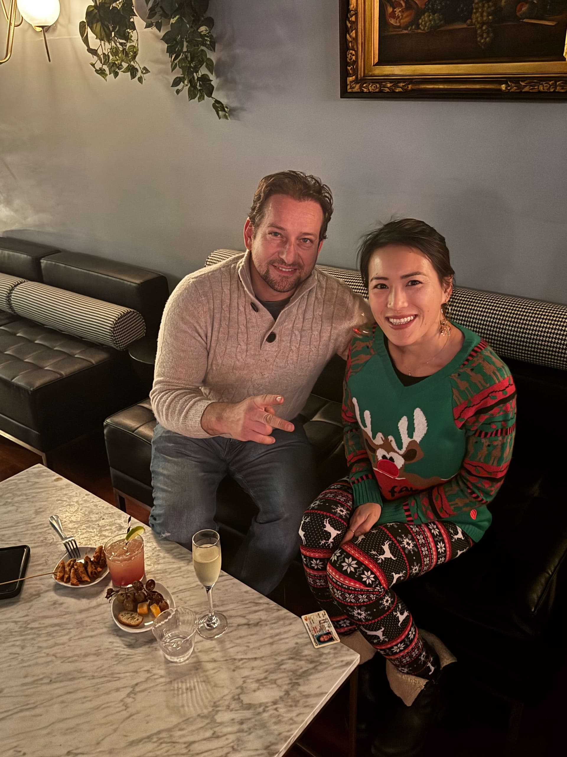 A man and a woman sitting at a table