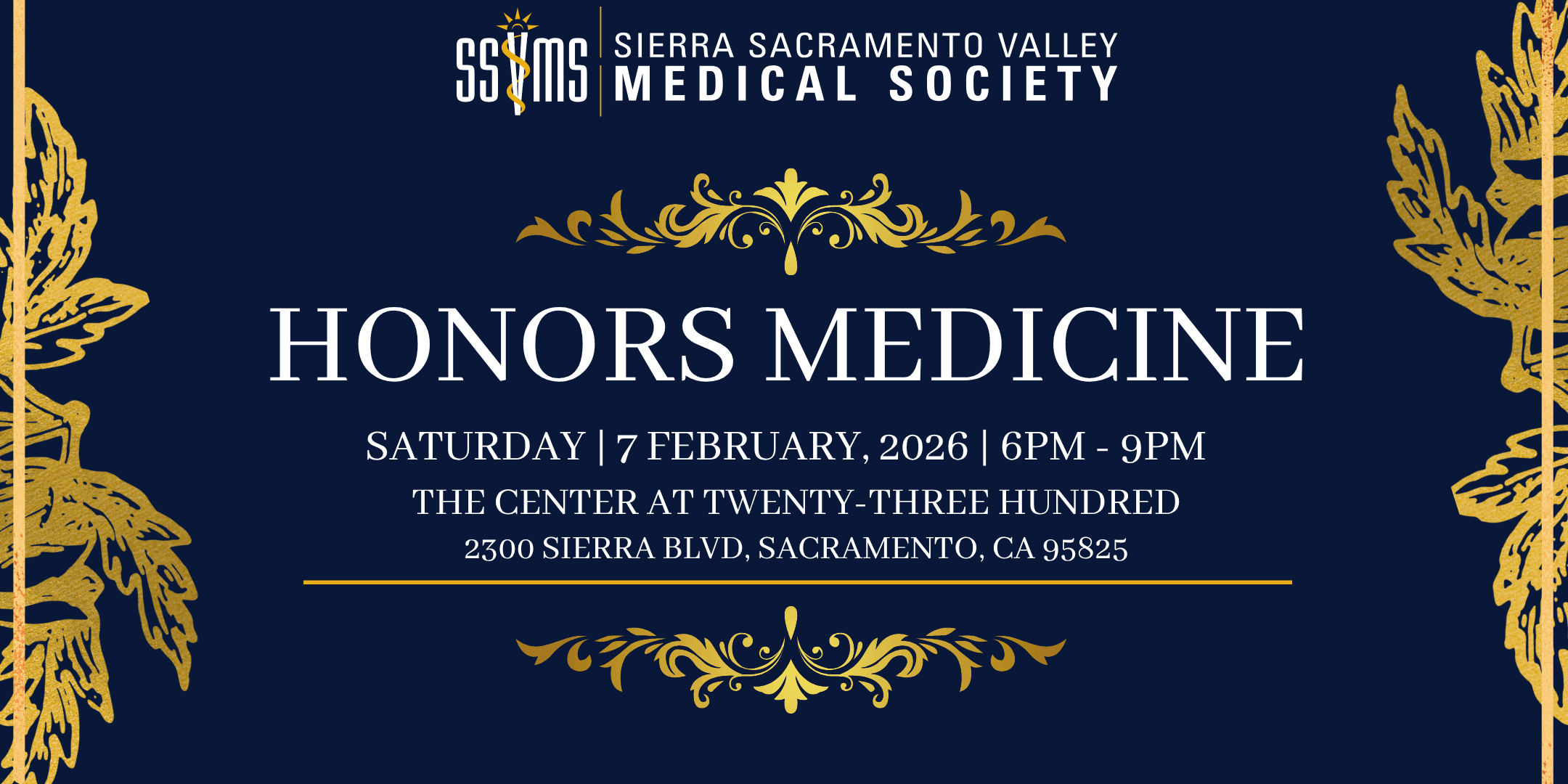 A blue and gold flyer for a medical event